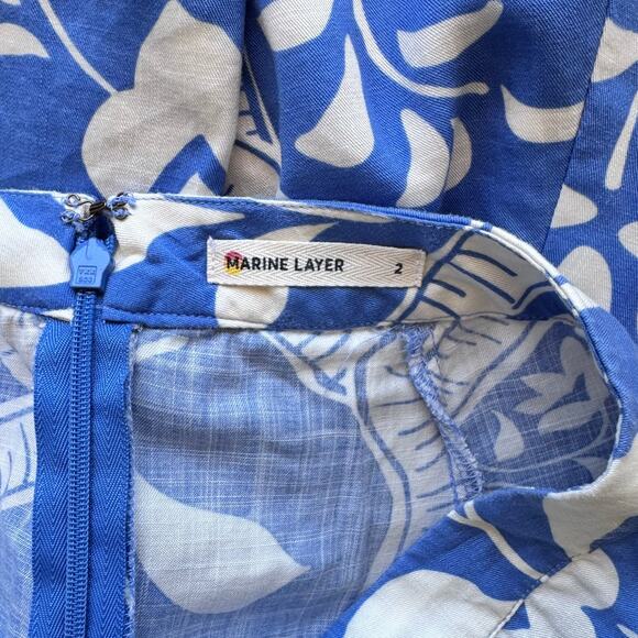Marine Layer Bonnie Mini Skirt in Blue Tile Print Size 2 - Picture 5 of 6
